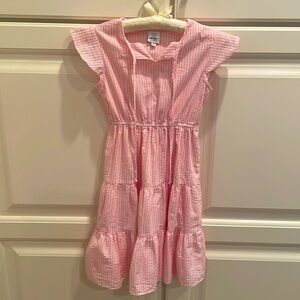 Kate & Libby pink and orange seersucker tiered dress sz 10